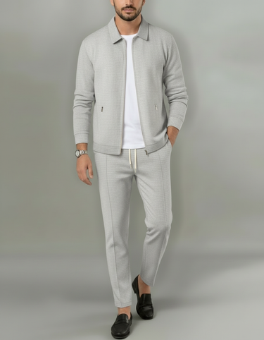 Tuta Uomo Due Pezzi con Giacca Zip e Pantaloni Elegante Casual