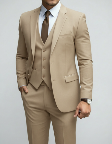 Abito Uomo Tre Pezzi con Giacca, Gilet e Pantaloni Slim Fit da Cerimonia
