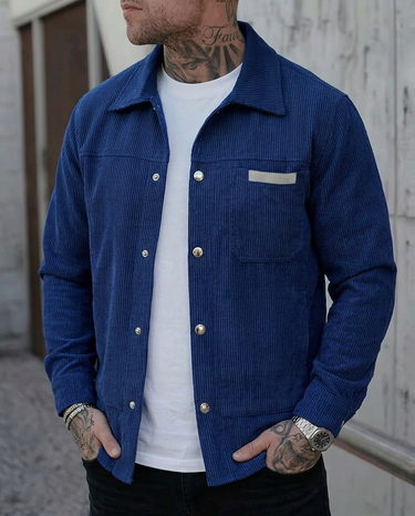 Camicia Uomo in Velluto a Coste Manica Lunga Vestibilità Ampia