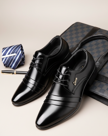 Scarpe Uomo Eleganti Stile Britannico Punta Affusolata con Lacci