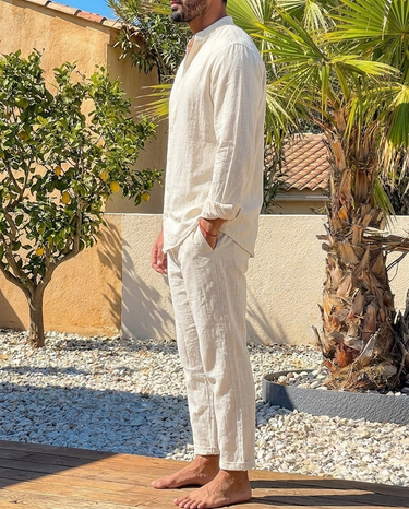 Beige Men's Summer Set Shirt and Relaxed Trousers — Lino Conti