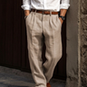 Beige Men's Elegant Casual Trousers Breathable Fabric — Lino Conti