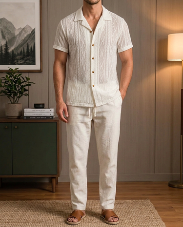 Completo Uomo in Spugna Camicia Manica Corta e Pantaloncini