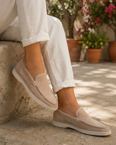 Mocassini Uomo Classici in Camoscio Beige