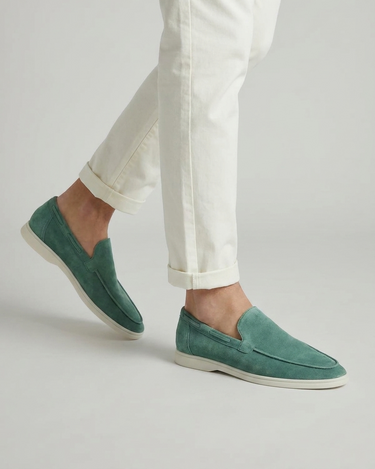Mocassini Uomo Classici in Camoscio Azzurro