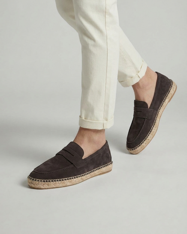 Espadrillas Uomo Riviera in Camoscio Marrone Caffè