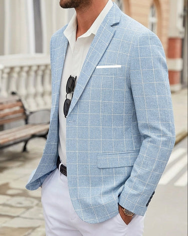 Giacca Uomo Blazer Strutturata a Quadri Primavera Autunno