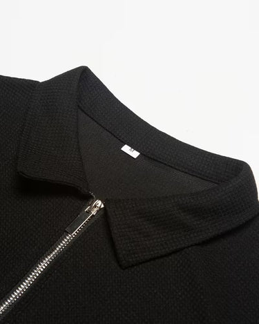 Camicia Uomo con Zip Manica Corta Tinta Unita Casual per l'Estate