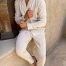White Men's Long Sleeve Shirt and Trousers Set Elegant Casual — Lino Conti