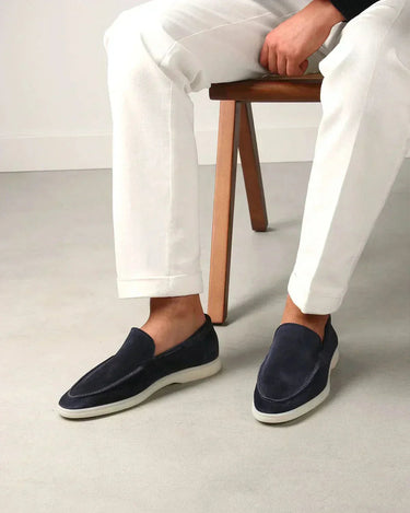 Navy Blue Men's Classic Suede Loafer Navy Blue — Lino Conti