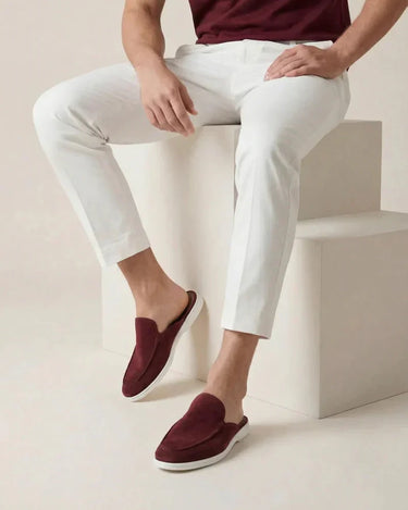 Bordeaux Men's Yacht Suede Mule Bordeaux — Lino Conti